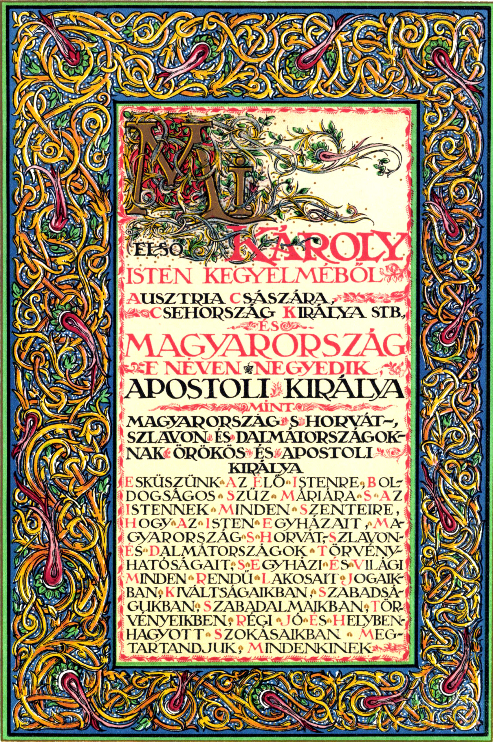 A királyi eskü szövege (Forrás: Magyar Iparművészet)